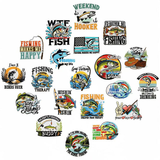 Fishing Theme Embroidery Iron-On Patches