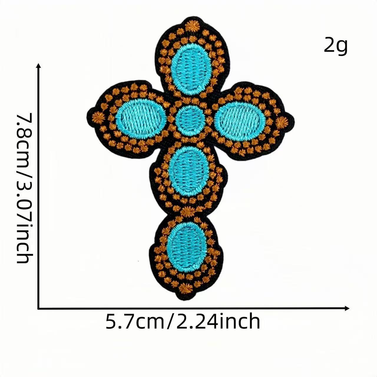 Western Cross Iron-On Patches, Vintage Christian Embroidery Patches