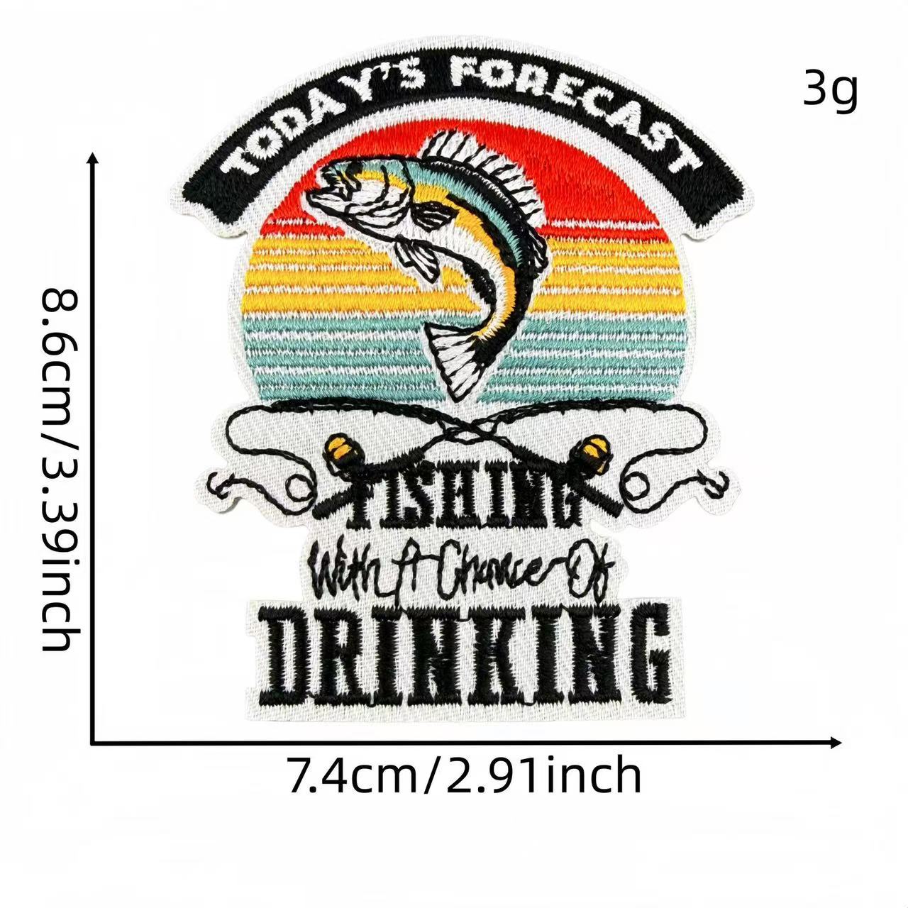 Fishing Theme Embroidery Iron-On Patches