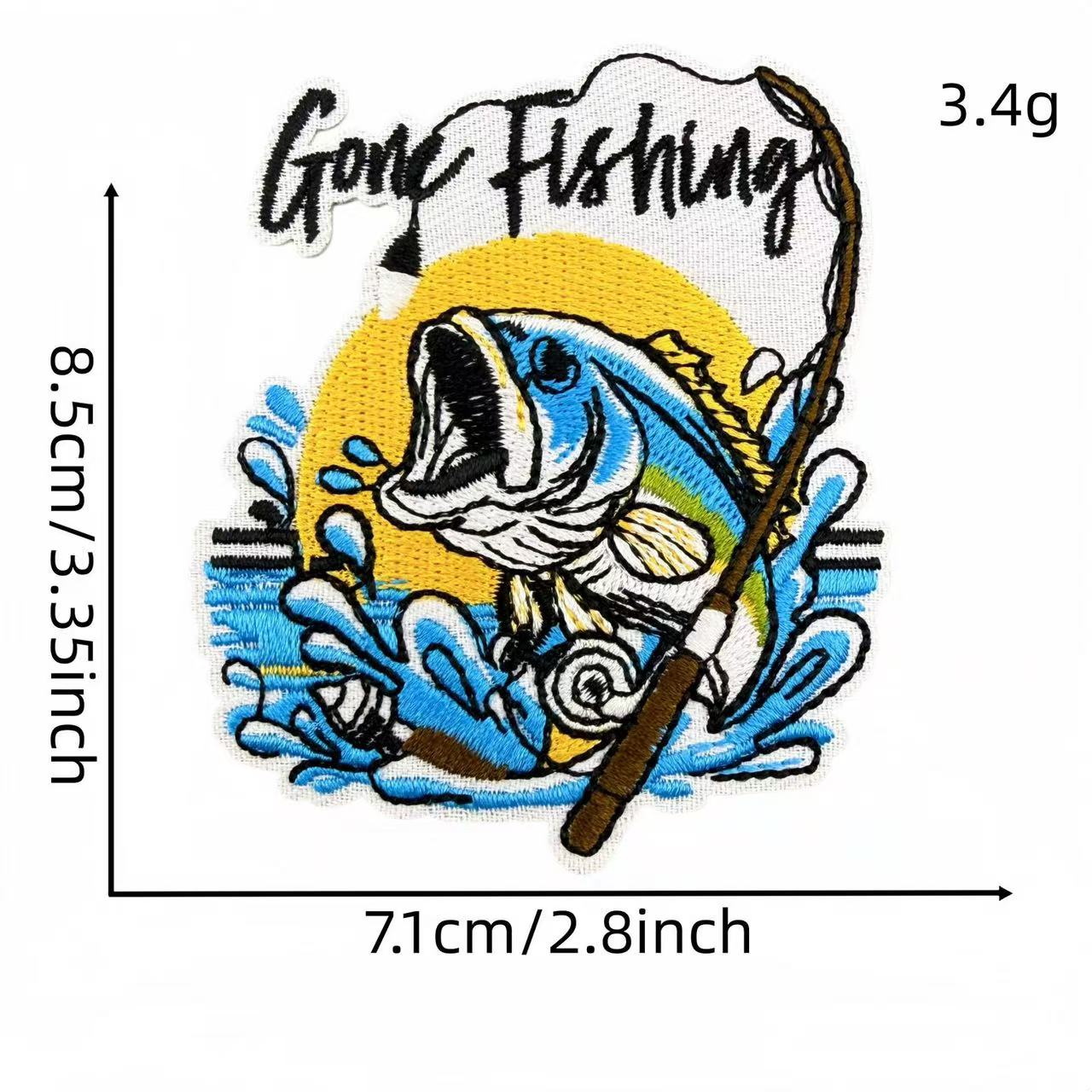 Fishing Theme Embroidery Iron-On Patches