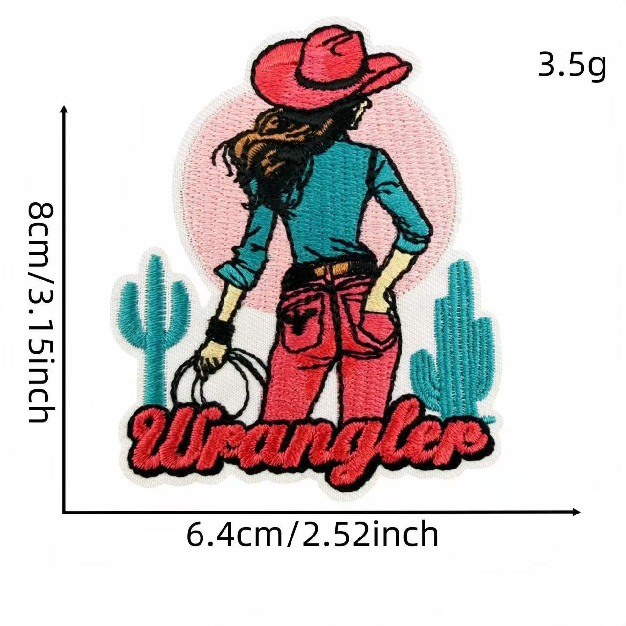 Western Cowgirl Embroidery Iron-On Patches