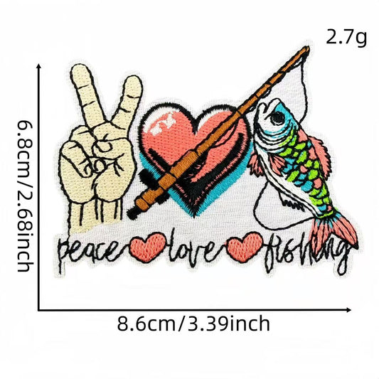 Fishing Theme Embroidery Iron-On Patches