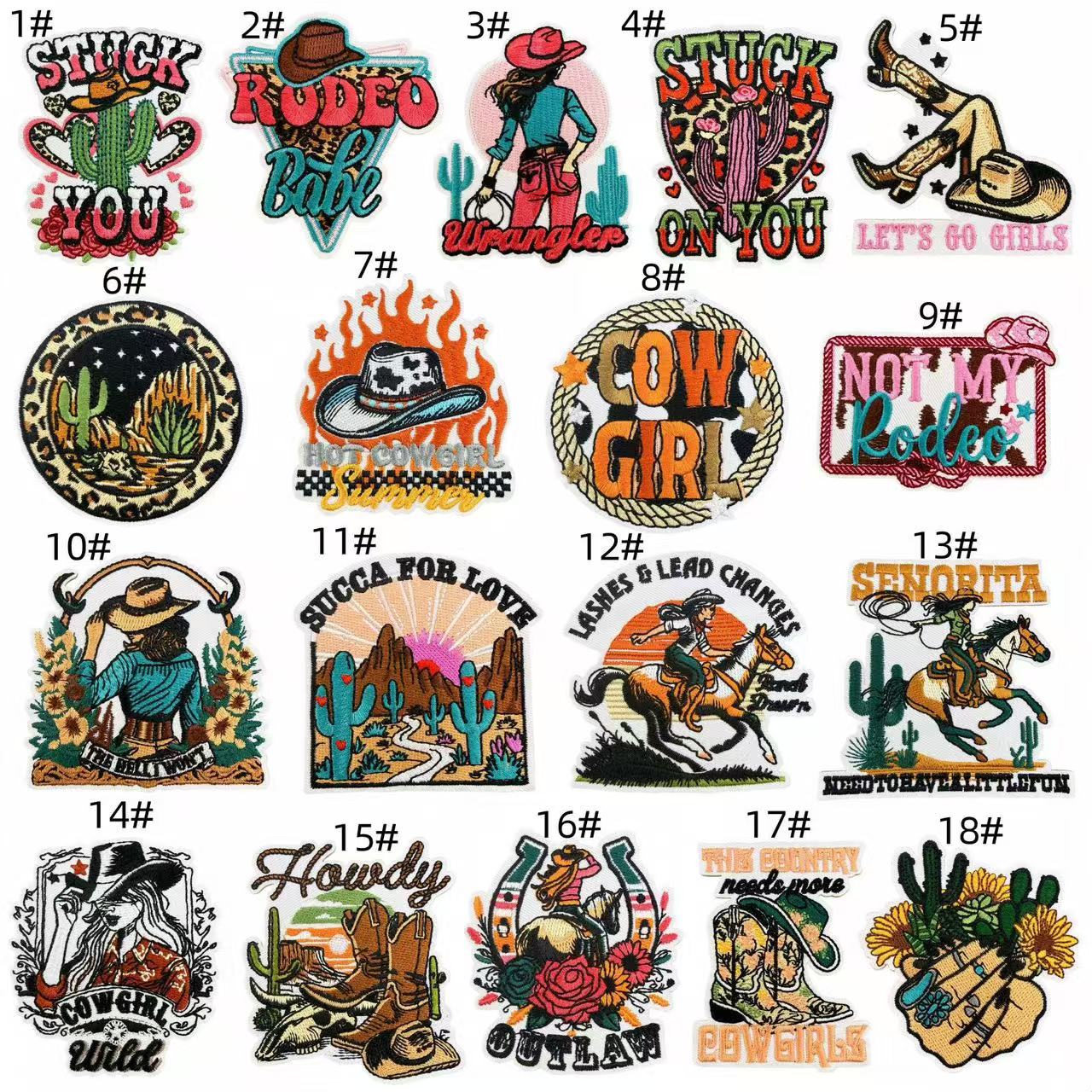 Western Cowgirl Embroidery Iron-On Patches