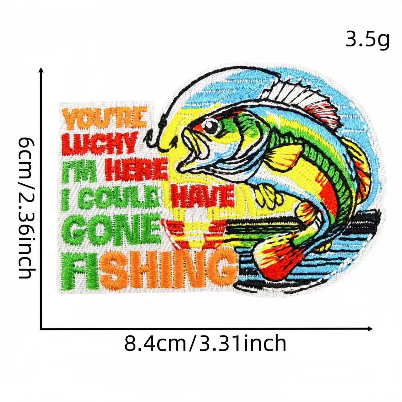 Fishing Theme Embroidery Iron-On Patches