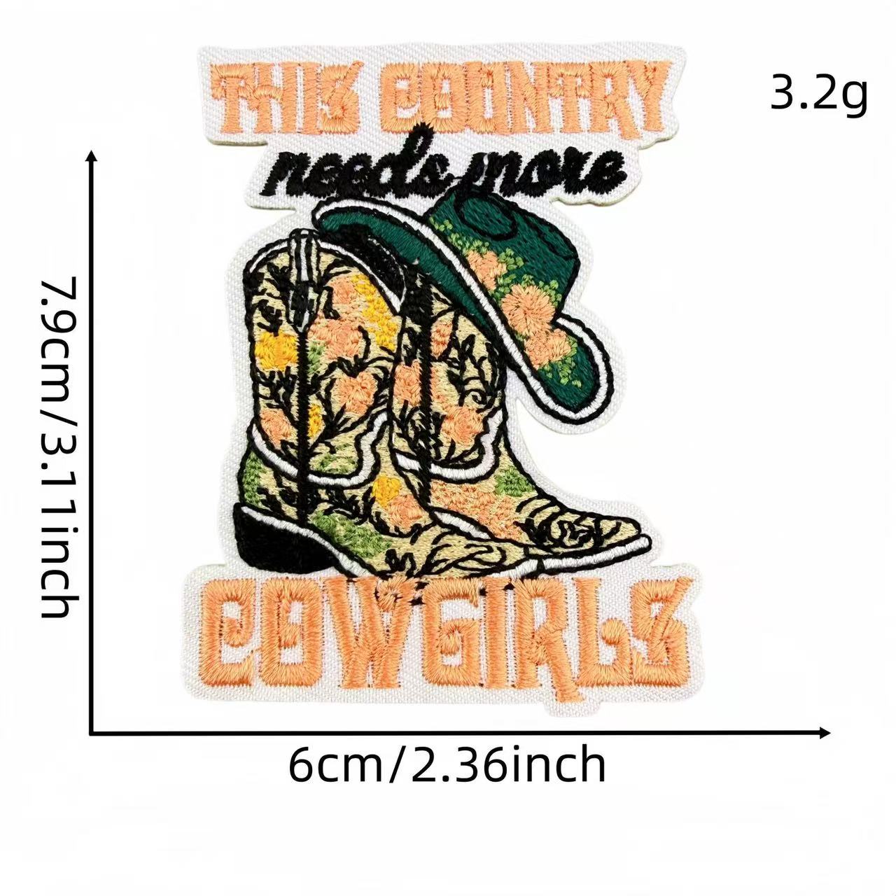 Western Cowgirl Embroidery Iron-On Patches