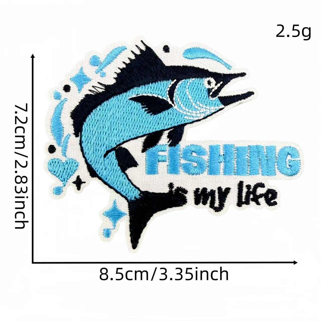Fishing Theme Embroidery Iron-On Patches